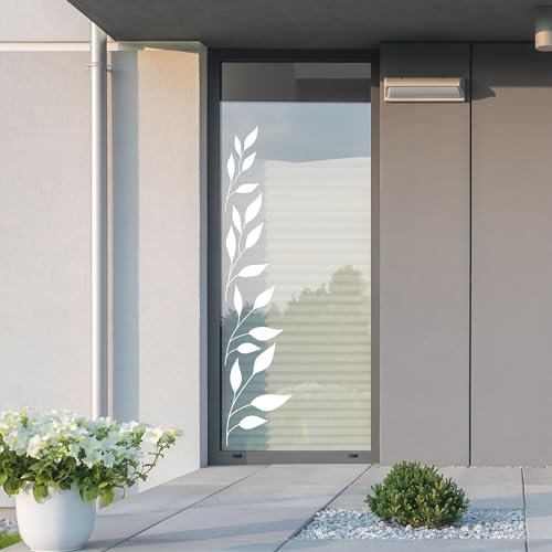 Wandtattoo Loft Fensterbild weiße Zweige Gräser Rahmen wiederverwendbar natur Fensteraufkleber Fensterdekoration Frühling, A2 Bogen