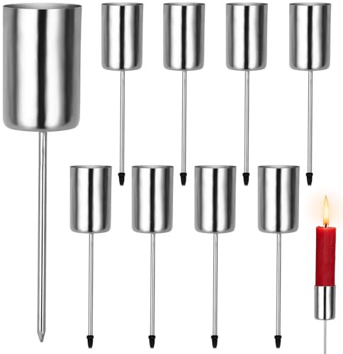 8 STK Ø 2.5cm Adventskranz Kerzenhalter Metall Silber Stabkerzenhalter mit Dorn für DIY Kerzenhalter Adventskranz Deko Weihnachten Kerzenteller