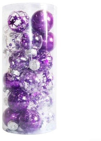 Elegantes Heimdekorationsset, 24-teiliges Weihnachtskugel-Set für einen charmanten Urlaub (lila)