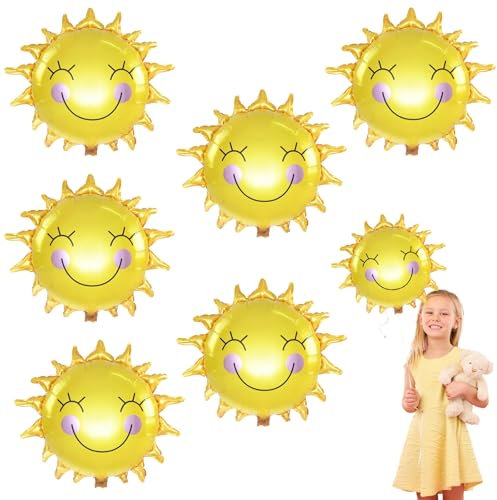 6 Stück XXL Sonne Folienballons,Sonne Folienballon Geburtstag Sonnenballon Folienballon Geburtstag FolienballonGeeignet für Sonnen-Mottopartys Sommerpartys Kindergeburtstage
