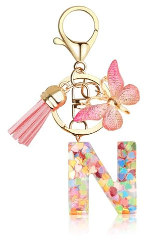 Portachiavi Ragazza Con Lettera iniziale Donne Adolescente Portachiavi Personalizzato Con Lettera Rosa Portachiavi Ragazza Scuola Bambino Portachiavi Regalo N