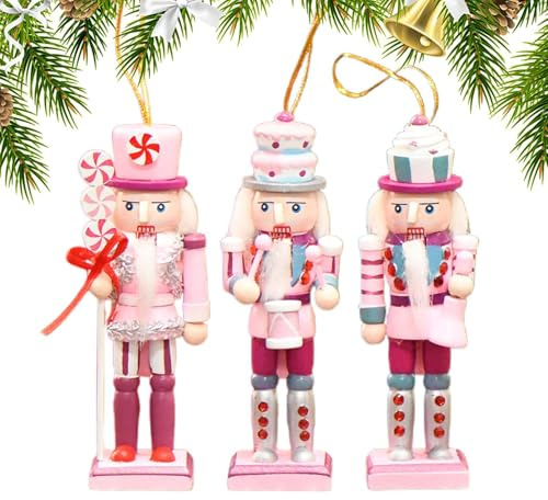 Rosa Nussknacker Ornamente Nussknacker Figuren Weihnachten Nussknacker Set Nussknacker Soldat Dekorationen Urlaub Nussknacker Puppen 4 Zoll Nussknacker Ornamente Rosa Weihnachten Nussknacker