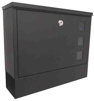 Postkasten,Briefkasten, Zeitungsrolle,Briefkästen für Den Außenbereich, Dekorativer Doppelbriefkasten mit Schlüssel, Hausbriefkasten, Robust und Langlebig, Große Kapazität(Black,36*30*9.5cm/14*12*4in)