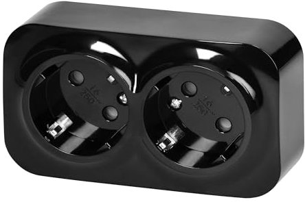 Aufputz Steckdose 2-Fach, Serie RT1 schwarz
