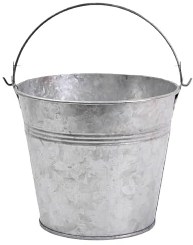 Seau galvanisé, Seau de Fer de 7,1x6,7 Pouces, Seau en métal Portable avec poignée, Seau Vintage Robuste comme jardinière, pour Cendre et Plus