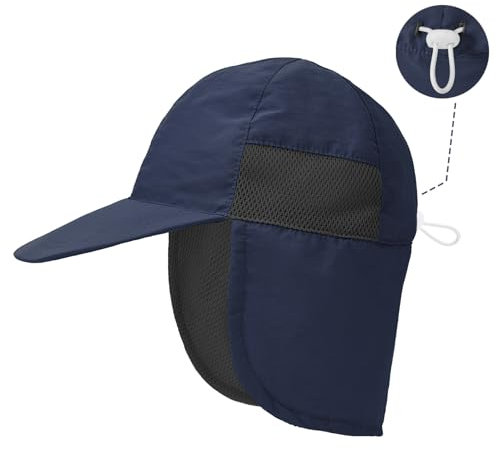 PONCEAU Sonnenhut Kinder mit Nackenschutz uv Schutz 50 Atmungsaktive Sommermütze mit Verstellbarer Kinniemen für Baby und Kleinkinder