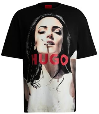 HUGO Herren Duwedie Oversized T-Shirt aus Baumwolle mit Statement-Artwork