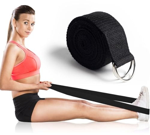 COYUN Yoga Cinturon, de Cordones con Hebilla de Anillo en D de algodón Natural, Fija la Postura para Mejorar la flexibilidad del Cuerpo y Ayudar al Estiramiento Muscular, 1.8m