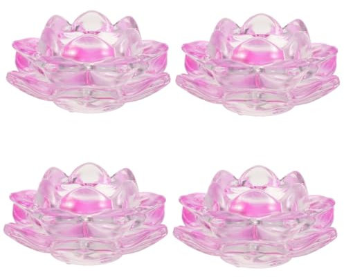 Cabilock 4 Stück Kerzenhalter aus Glas Lichter Lampe dekorativ einzigartig hochzeitsdeko hochzeitsdeco hohzeitdeko partydeko Einschulung buddhistische Figur buddhistische Kerzenbasis