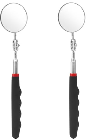 APOMOONS 2PCS Inspektionsspiegel mit Teleskopgriff 72CM Faltbar Einziehbar | Inspection Mirror Kreisförmig Teleskopspiegel Ausziehbar 360 Grad Drehung FüR Mechaniker, Werkzeugmacher, Inspektoren