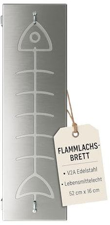 SOUK ONE Flammlachsbrett Flammlachshalter Edelstahl mit Schienen (Lebensmittelecht V2A AISI 304) Rostfrei, Verstellbare Halterung 180° drehbar, Perfekt für Feuerschalen (Lieferung ohne Feuerschale)