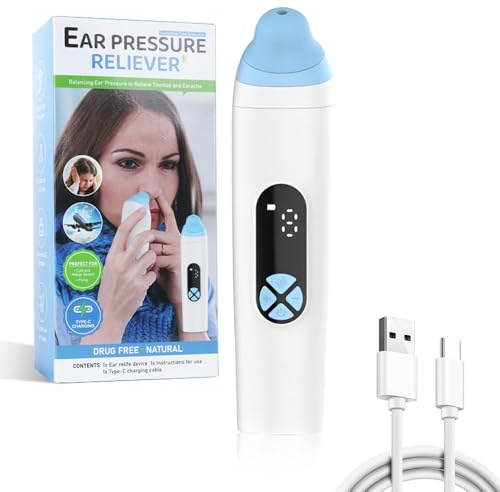 WDKXCN Eustachian Tube Unblocker, Ear Pressure Relief Device with 3 Speed Adjust, Rechargable Ear Popper, Ears Unblocker Adult for Flying, Swimming, Diving, Elevator, Tinnitus