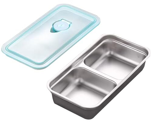 Lunchbox Edelstahl Auslaufsicher, Lebensmittelaufbewahrungsbehälter mit Deckel Kunststoff 100 % Dicht für Hausschule Im Freien für Heimschule Camp Frische-Dichtung Lebensmittelvorstellungsbehälter (B)