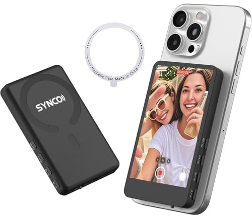 SYNCO XView M4 Phone Vlog Selfie Monitor Niedrige Latenzzeit Magnetisch befestigen P2P-Konnektivität Bluetooth-Fernbedienung (Schwarz)