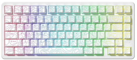 dagaladoo Double Shot PBT keycaps 119 Keys Set White Topographic Shine Through Custom keycaps Cherry Profile Custom Keyboard Key caps for 60/65/75/TKL/96/100% US Layout Mechanical Keyboard