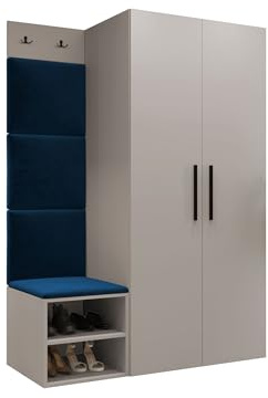 Mirjan24 Garderoben-Set Mapreni IV, Schuhschrank + Kleiderhakenbrett + Kleiderschrank Gepolstertes Paneel/Wandpaneel Kleiderhaken Flurgarderobe Wandgarderobe (Cashmere, Manila 26)