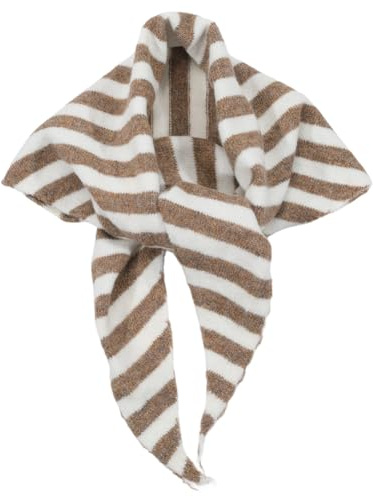 CABODYALS Dreieckiger Strickschal Kaffeeweiß Gestreift Halsbedeckung Modisches Kopf Und Haarwickel Stirnband Weich Warm Leicht Vielseitige Tücher Für Damen Dekoration Streetwear Accessoires