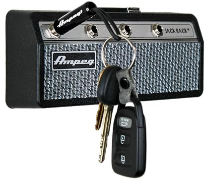 Pluginz Original Licensed Ampeg JackRack – Wall Mounted Key Holder with 4 Jack Plug Keychains, Amp Style Design, Easy Installation