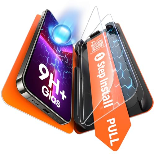 TAURI 2 Pack for iPhone 13 Pro Screen Protector, [1-Step Install] | Auto Dust-Removal, 9H+ Tempered Glass Film, Full Coverage Protection, Anti-scratch [Military-Grade Shatterproof] Bubble-Free
