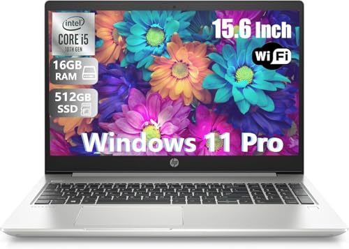 HP ProBook 450 G7 Ordenador portátil, Intel Core i5-10210U, 15.6 FHD (1920 x 1080), 16 GB de RAM, SSD de 512 GB, teclado QWERTY japonés, cámara web, Windows 11 Pro (reacondicionado)