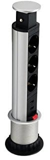 Equip Desktop Pop-up Steckdosenleiste 3-Fach/USB Schwarz/Silber