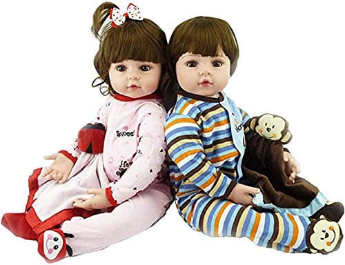 Pinky New Handmade 22 Inch 55cm Soft Silicone Realistic Look Reborn Toddlers Lifelike Dolls Baby Twins Girl Boy