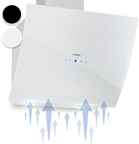 Klarstein Cooker Hood, Extractor Fan for Kitchen w/Dishwasher Safe Aluminium Grease Filter, 595m³/h Airflow, LEDs, Touch Controls Cooker Hoods, Wall Mount Steel Fan Vent Hoods, Kitchen Extractor Fan