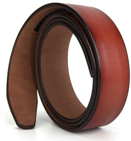 Nelbons Herren Gürtel Ratsche Automatik Gürtel für Männer 35mm Breit Ledergürtel, Ohne Schnalle (Rot Braun N21, Länge 130cm Geeignet für 30-43 taille)…