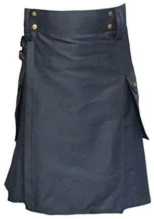 Tartanista - Kilt de travail - homme - tactique/combat - avec poches - gris foncé - Tour de taille 96cm longueur 58,5cm