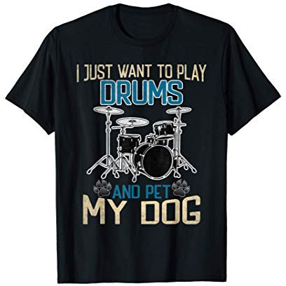 Pet Dog Drummer Drumsticks Gift Music Drums T-Shirt