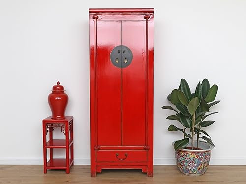 Yajutang Chinesische Hochzeitschrank 2 Türen 1 Schubladen Schrank rot