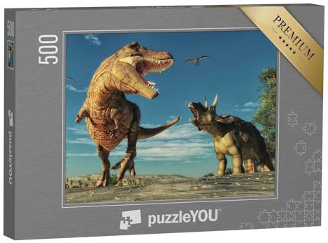 puzzleYOU: Puzzle 500 Teile „3D-Illustration: Dinosaurier“ – aus der Puzzle-Kollektion Dinosaurier, Tiere aus Fantasy & Urzeit