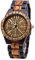 YCYR Herren Wikinger Bambus Holzuhr, Nordische Mythologie Rune Doppelte Farbabstimmung Vintage Handgemachte Quarzuhren Schmuck Geschenk mit Einstellbar Gurt,Vegvisir
