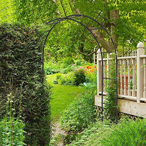 Gartenbogen Breite 140/180/350Cm Rosenbogen Metall Pflanzbogen, Kletterpflanzen Pavillongestell, Mit Sockel, Schwarz, Für Eingangstür Im Freien,W1.4M*H2.3M