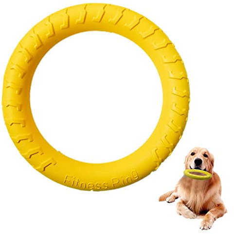 HXHWKEN Hundespielzeug Ring Hunde-Trainingsring Unzerstörbare Hundespielzeug für Kleine mittelgroße Große Hunde Outdoor Fitness (Gelb, 29CM)