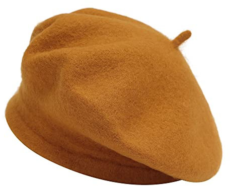 ZLYC Mrben Klussische Der Französische Künstler Baskenmütze Barett(Schlammgelb)