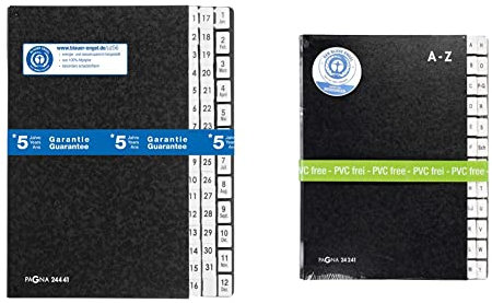 Pagna Pultordner Classic (Pultmappe, 44 Fächer, 1-31/1-12/Jan-Dez) schwarz & Pultordner Classic (Pultmappe, 24 Fächer, A-Z) schwarz