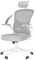 rattantree Silla de Oficina o Escritorio Ergonómica con Reposacabezas Ajustable y Soporte Lumbar, Respaldo de Malla Transpirable, Reposabrazos Abatibles de 90°, Giratoria de 360°, Gris
