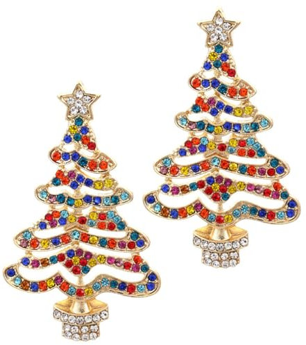 Holibanna 1 Paar Weihnachtlich Leuchtende Ohrringe Weihnachtsbaum-Ohrtropfen Statement-Ohranhänger Ohrschmuck Für Frauen Und Mädchen Besetzt Mit Diamanten