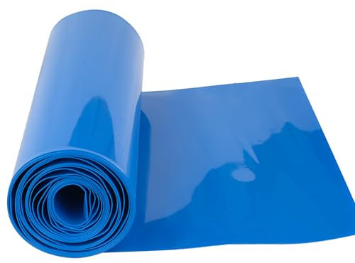 Guaina termorestringente in PVC per batterie al litio 18650 21700 26650 fai da te, larghezza piatta 100 mm, lunghezza 3 m, blu