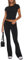 REORIA Damen Freizeitoutfits weiches kurzärmliges bauchfreies Top umklappbare Schlaghose Y2K 2 teiliges Trainingsanzüge Lounge Set Schwarz S