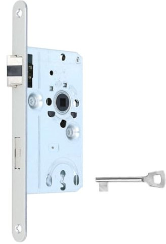 MS Beschläge Flüsterschloss Einsteckschloss 55mm Dornmaß Flüsterfalle Falzschloss Stulpschloss 235mm x 20mm Türschloss Fallenaufschlagdämpfer (Buntbart, DIN links)