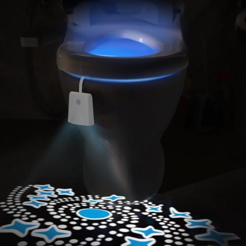 Generic Toilet Nights Lights Color Changing,Motion Sensor Activated LED Projection Nightlight USB Rechargeable Toilet Bowl Light Wateproof Cool Gadgets for Bathroom Decor (1 Pack)