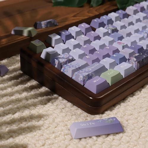 152 Keys Dye Sub PBT Custom Keycaps Cherry Profile Purple Blossom Keycaps Set Fit for Mechanical Keyboards Alice Keyboard Cherry Mx Switches