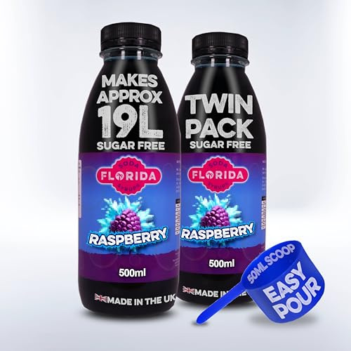 Florida Syrups Flavours Compatible with Sodastream Machines - Soda Drink Flavourings 500 ml (Pack of 2) (500 ml (Pack of 2), Blue Raspberry Sugar Free)