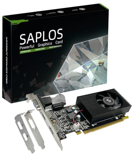 SAPLOS GT 730 4GD3 128-bit Graphics Card, Dual HDMI, VGA, Low Profile Ready, Low Power, PCI Express x16, DirectX 11, Entry Level GPU for Working, for Windows 7 8 XP