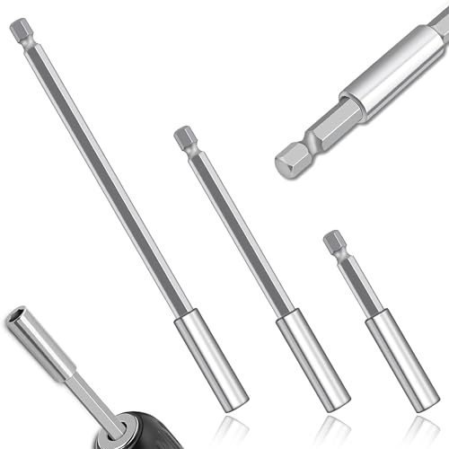 MOLIMOLI Estensione Magnetica per la Fresa, Set di 3 Porta-brise Lunghi in Acciaio Resistente e esagono da 1/4 di Pollice per cacciavite e Trapano Senza Filo, Flessibile con Magnete