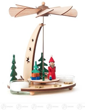 Rudolphs Schatzkiste Pyramide mit Weihnachtsmann, für Teelichte Breite x Höhe x Tiefe 16 cmx19 cmx14,5 cm NEU Erzgebirge Tischpyramide Weihnachtspyramide