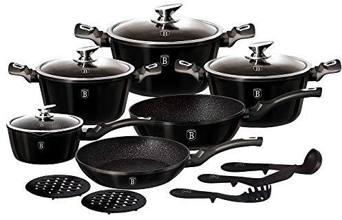 Berlinger Haus BH-1664N Kochgeschirr-Set, Metallic Line Royal Black Edition, 15-teilig