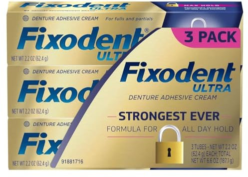 Fixodent Ultra Max Hold dentaire adhésif, 62,4 gram Pack of 3